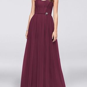 Mikado and Tulle Long Dress in Black